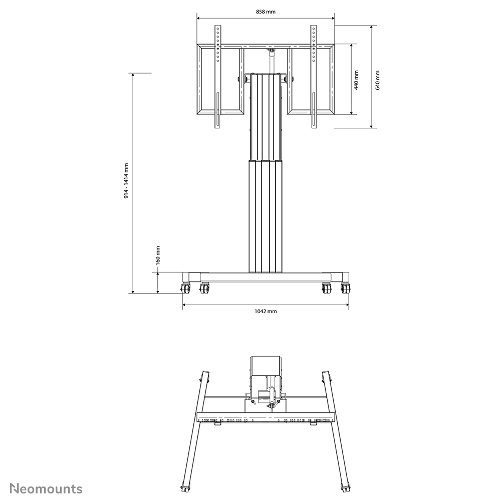 Neomounts PLASMA-M2500TBLACK Carello TV 42-100" - motorizzato - funzione inclinazione tavolo